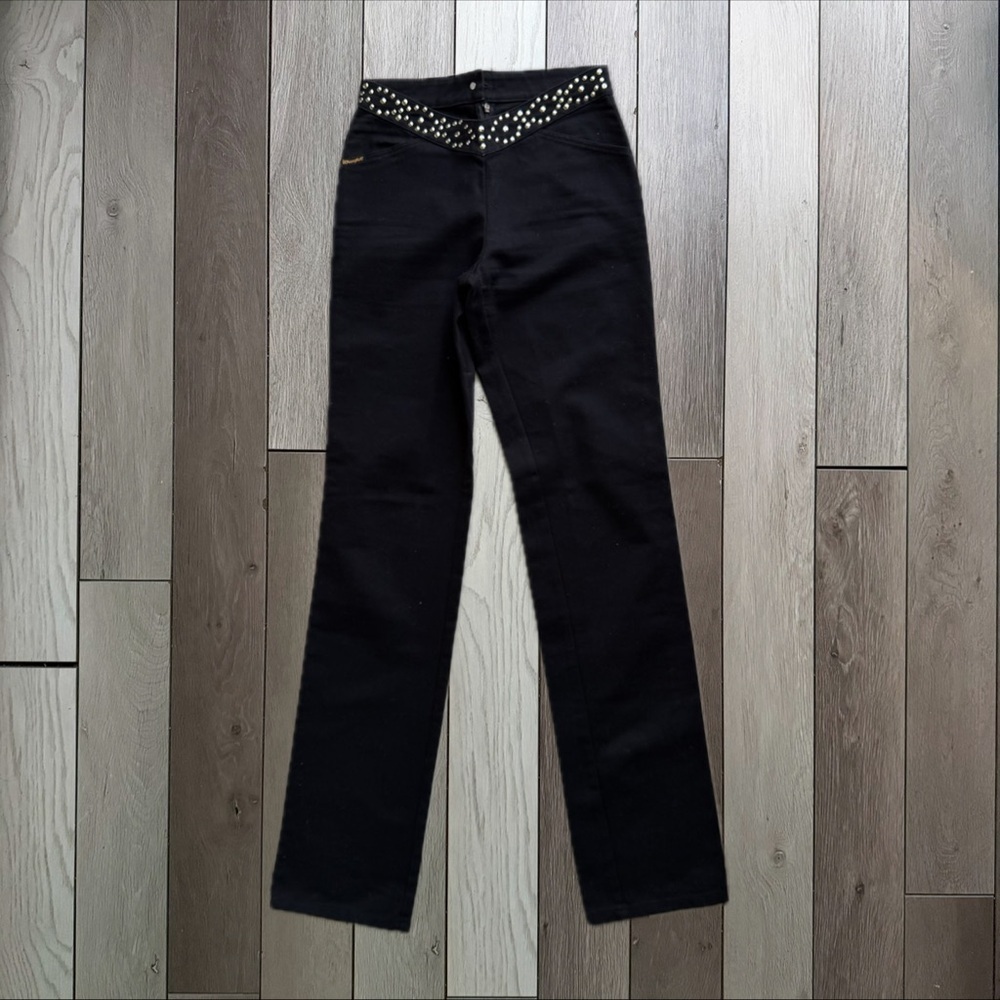 Wrangler Y2K Black Studded V Waist Pants Straight Leg